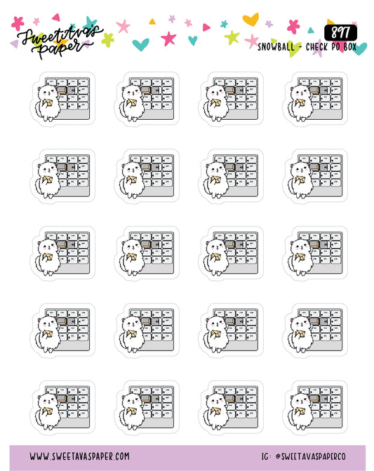 PO BOX Planner Stickers - Snowball The Cat - [897]