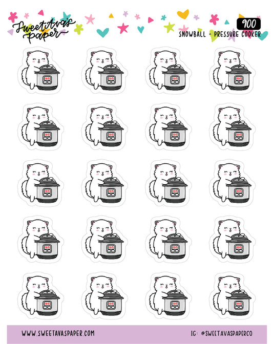 Pressure Cooker Planner Stickers - Snowball The Cat - [900]