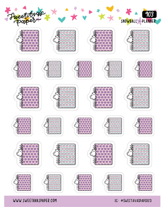 Cat Icon Disc Bound Planner Planner Stickers - Cat Shaped Icons - Snowball The Cat [903]