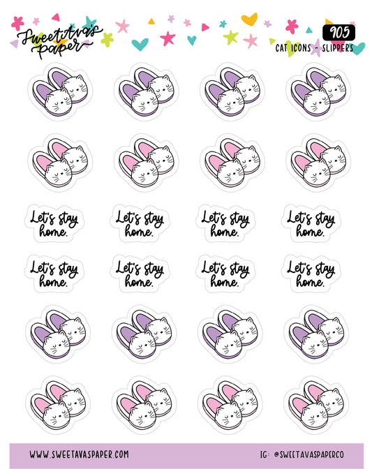Cat Slippers Planner Stickers - Cat Shaped Icons -  [905]
