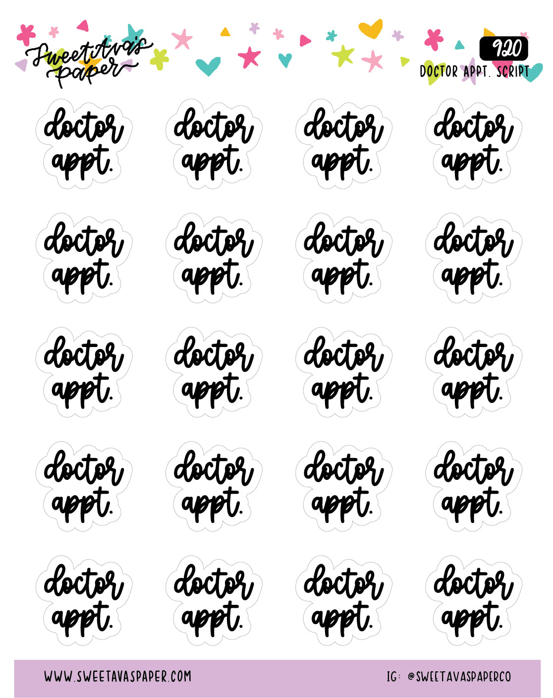 Doctor Appointment Planner Stickers - Script / Text - [920]