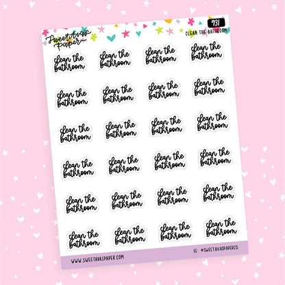 Clean The Bathroom Planner Stickers - Script / Text - [931]