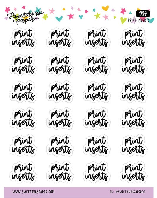 Print Inserts Planner Stickers - Script / Text - [934]