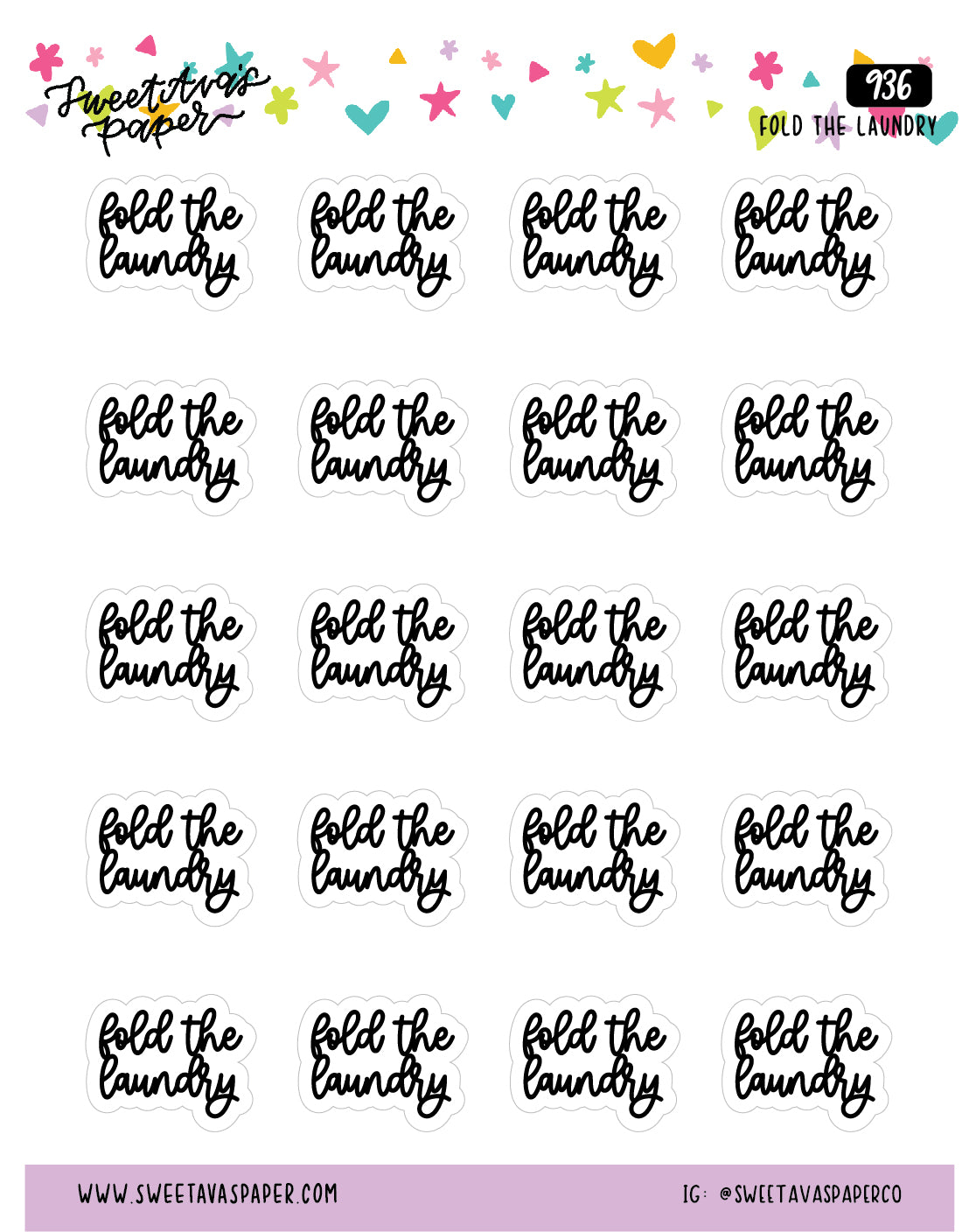 Fold The Laundry Planner Stickers - Script / Text - [936]