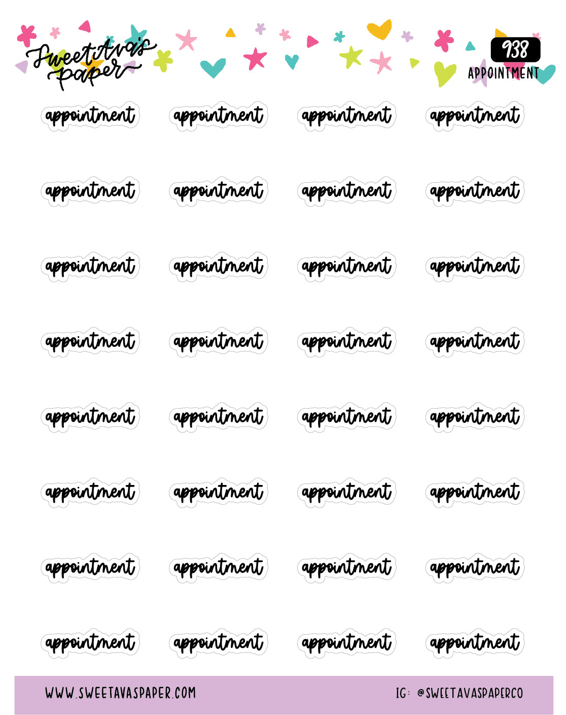 Appointment Planner Stickers - Script / Text - [938]