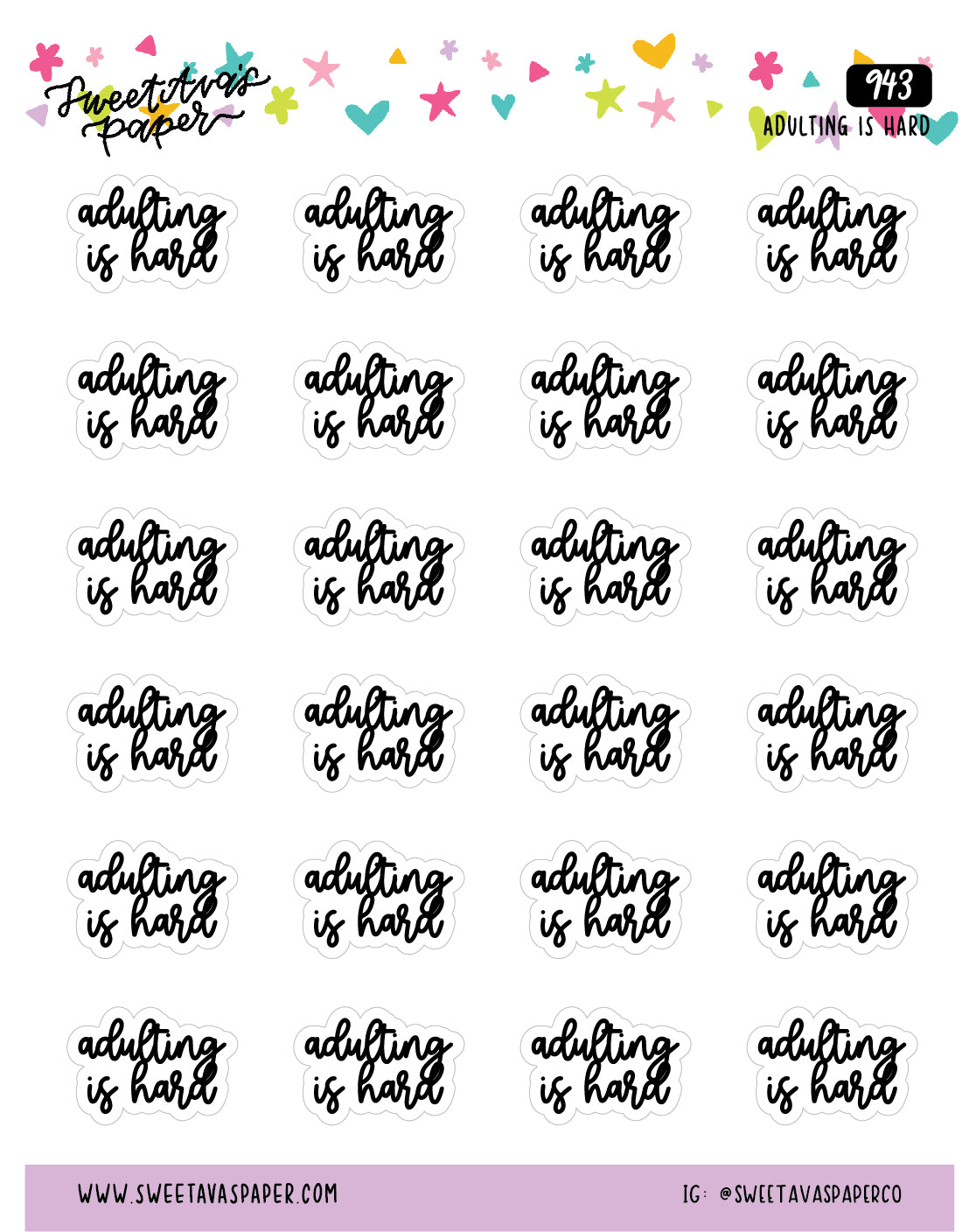 Adulting Is Hard Planner Stickers - Script / Text - [943]