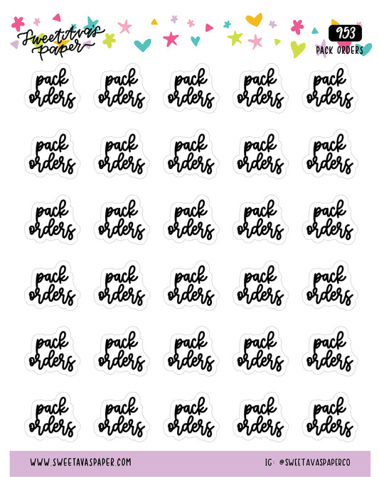 Pack Orders Planner Stickers - Script / Text - [953]