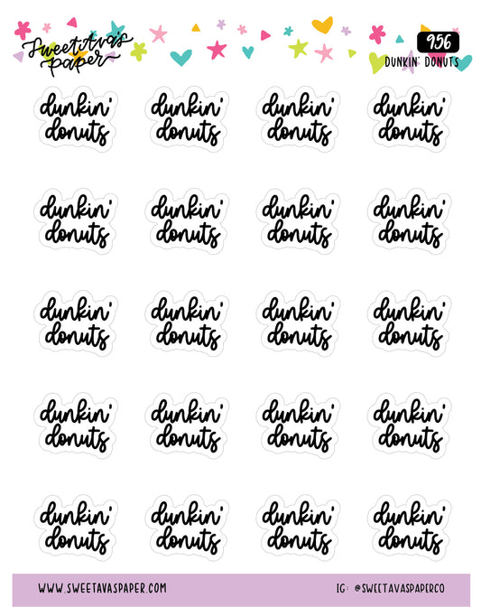 Dunkin Doughnuts Planner Stickers - Script / Text - [956]