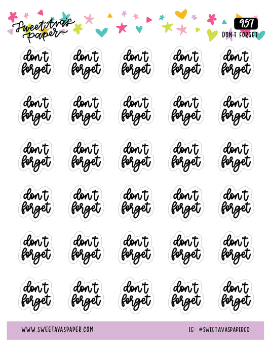 Don't Forget Planner Stickers - Script / Text - [957]