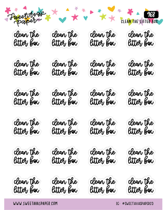 Clean The Litter Box Planner Stickers - Script / Text - [968]
