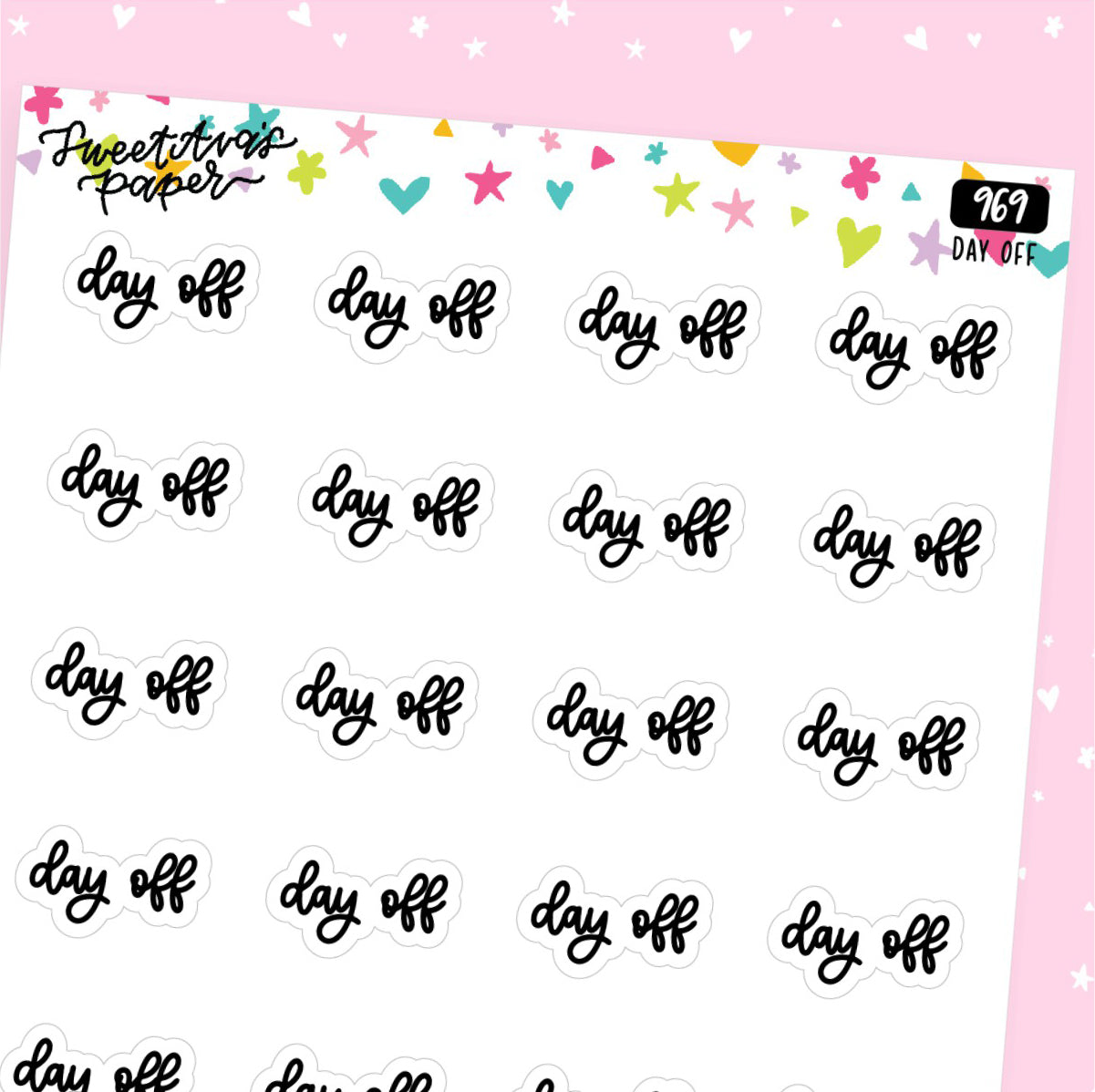 Day Off Planner Stickers - Script / Text - [969]
