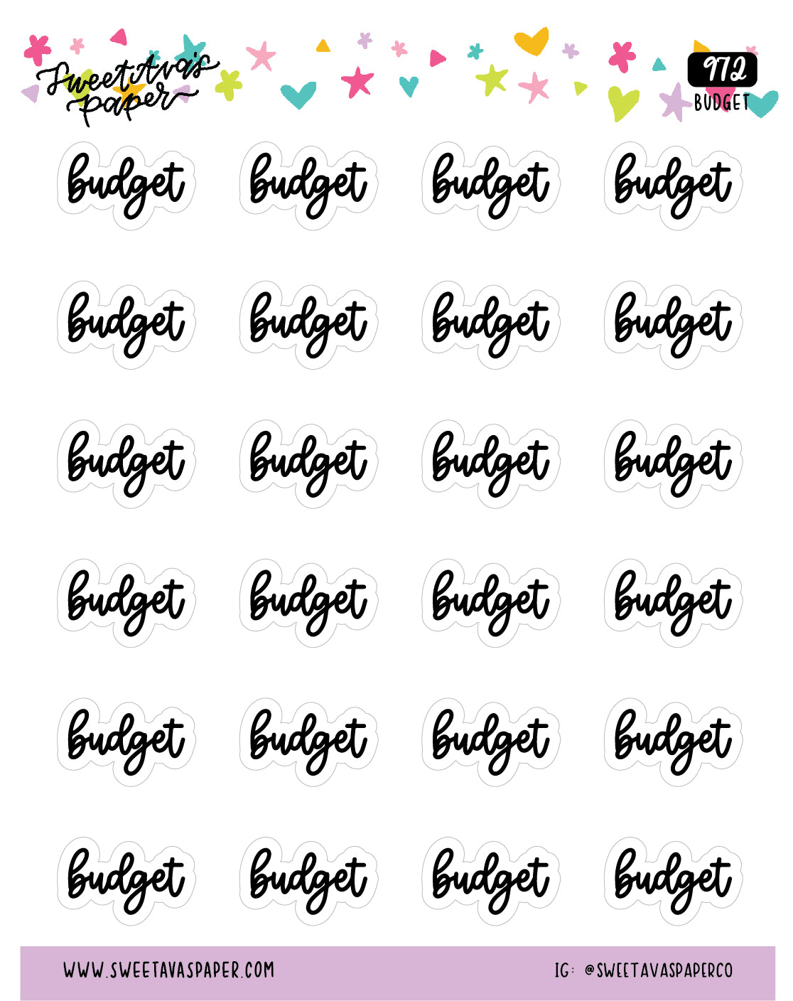 Budget Planner Stickers - Script / Text - [972]