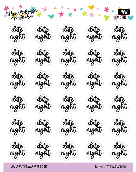 Date Night Planner Stickers - Script / Text - [982]