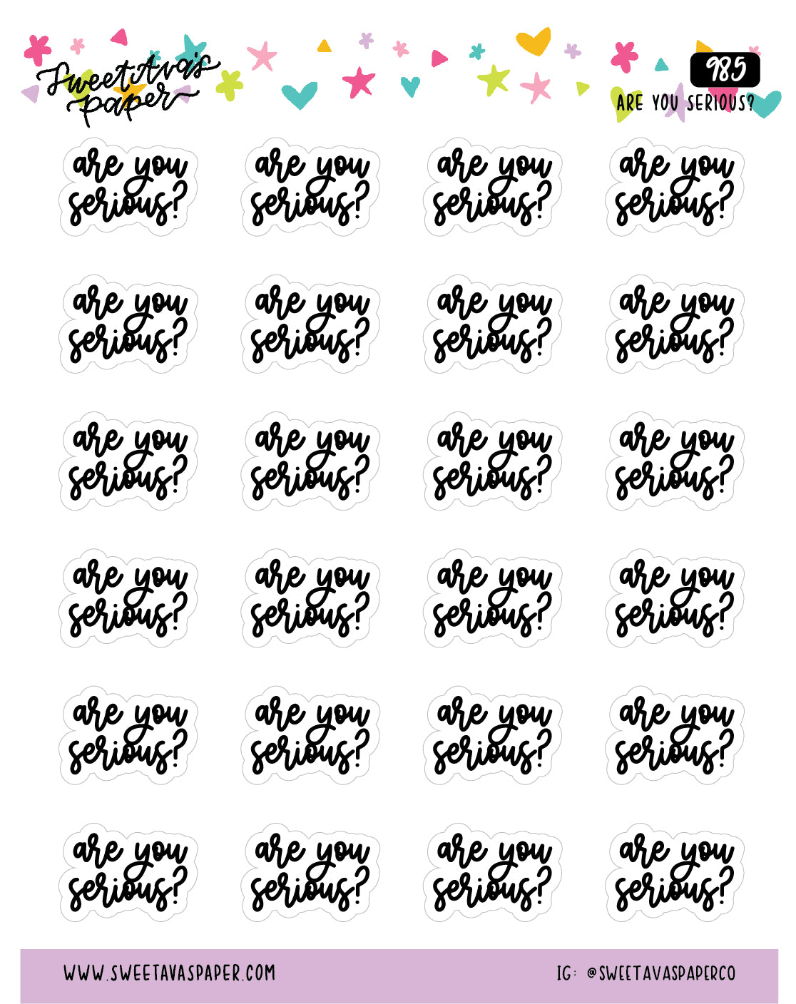 Are You Serious Planner Stickers - Script / Text - [985]