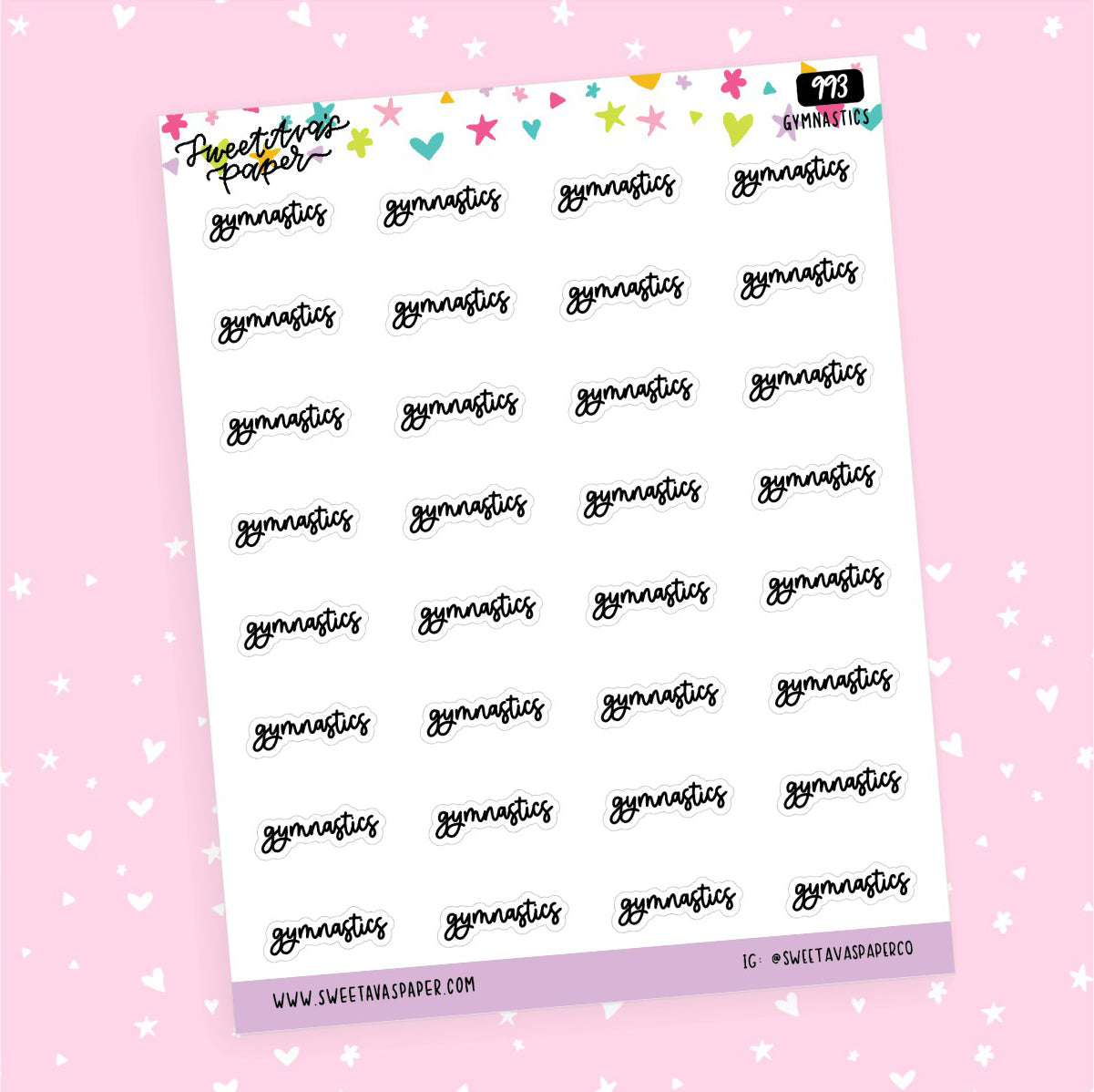 Gymnastics Planner Stickers - Script / Text - [993]