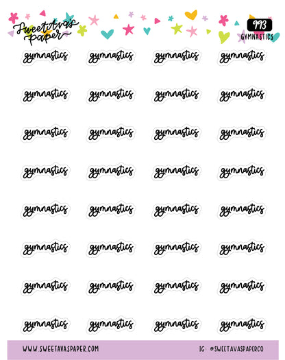 Gymnastics Planner Stickers - Script / Text - [993]
