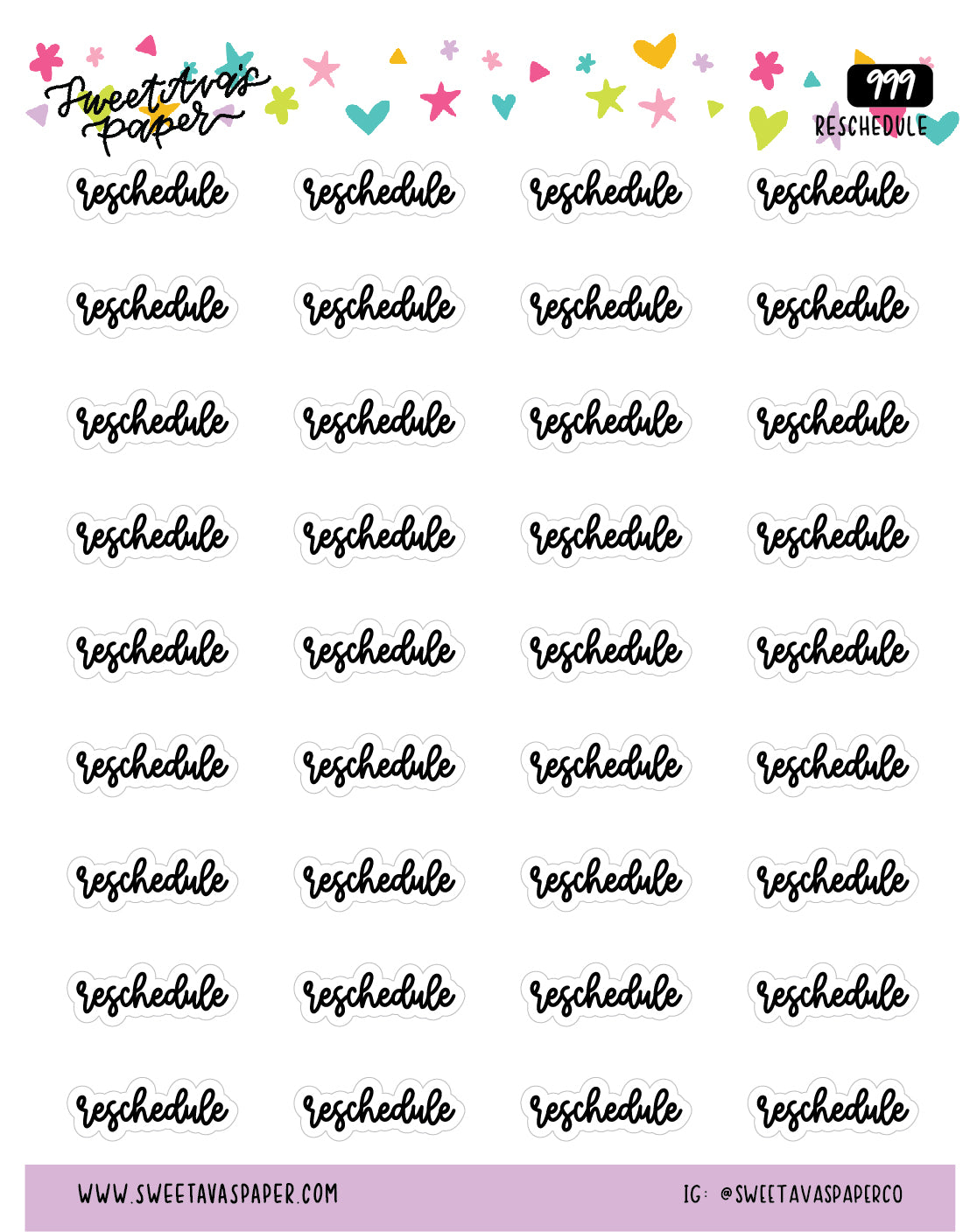 Reschedule Planner Stickers - Script / Text - [999]