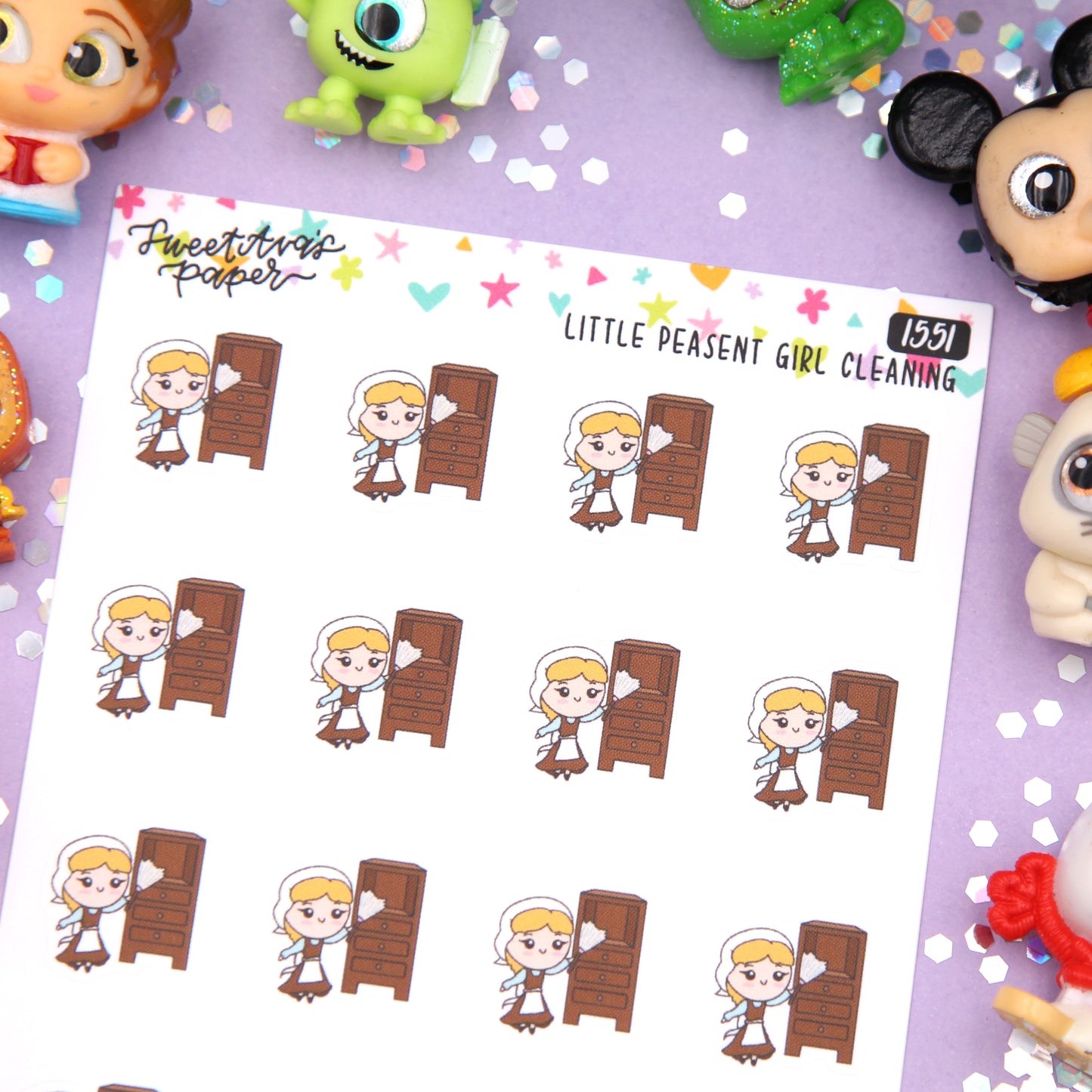 Peasent Girl Cleaning Planner Stickers - Magical Planner Stickers - Magical May - [1551]