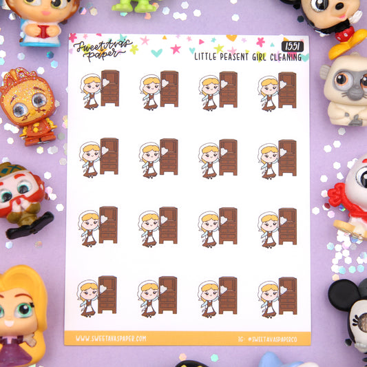 Peasent Girl Cleaning Planner Stickers - Magical Planner Stickers - Magical May - [1551]