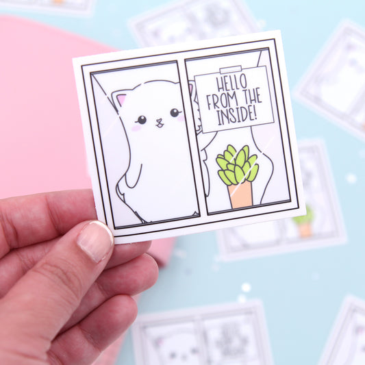Snowball Quarantine Inside - Cat Vinyl Die Cut Sticker
