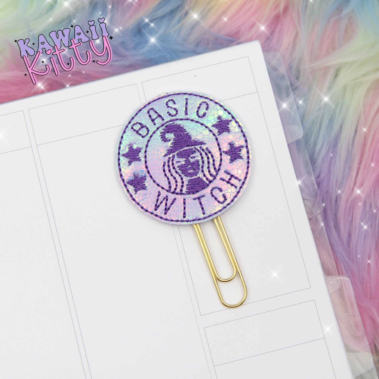 Holographic Purple Basic Witch Planner Clip