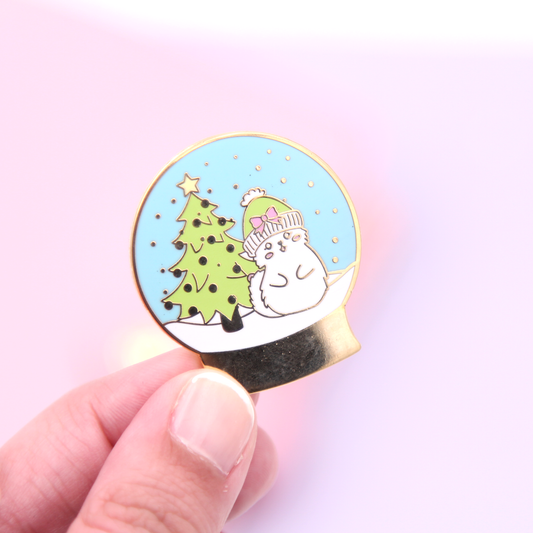 Snow Globe Enamel Pin - Cat Enamel Pin - Cat Collector's Pin - Hard Enamel Pin - Christmas Enamel Pin - Winter Enamel Pin - White Cat Pin