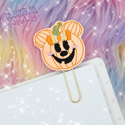 Glow In The Dark Mouse Girl Pumpkin Planner Clip