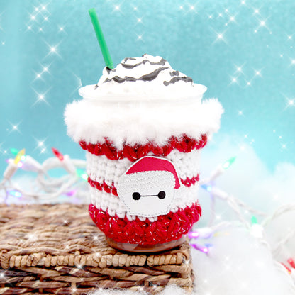 Santa Robot Crochet Coffee Cup Cozie Sleeve