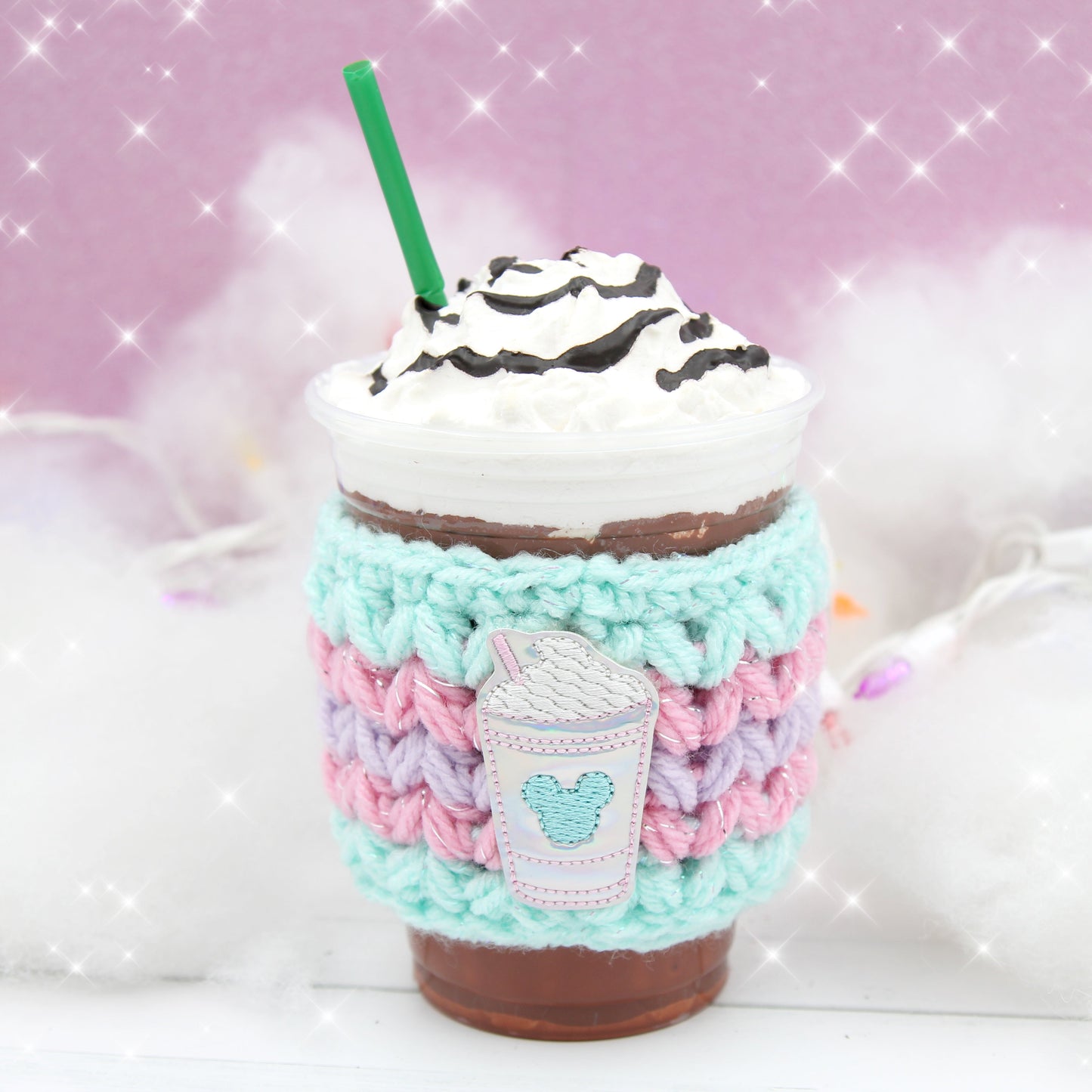 Holographic Magical Drink Crochet Coffee Cup Cozie Sleeve