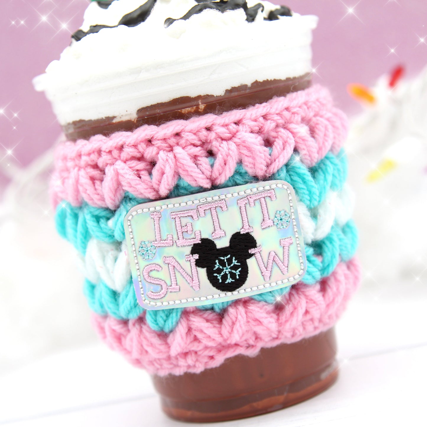 Let It Snow Crochet Coffee Cup Cozie Sleeve