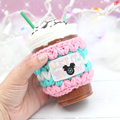 Let It Snow Crochet Coffee Cup Cozie Sleeve