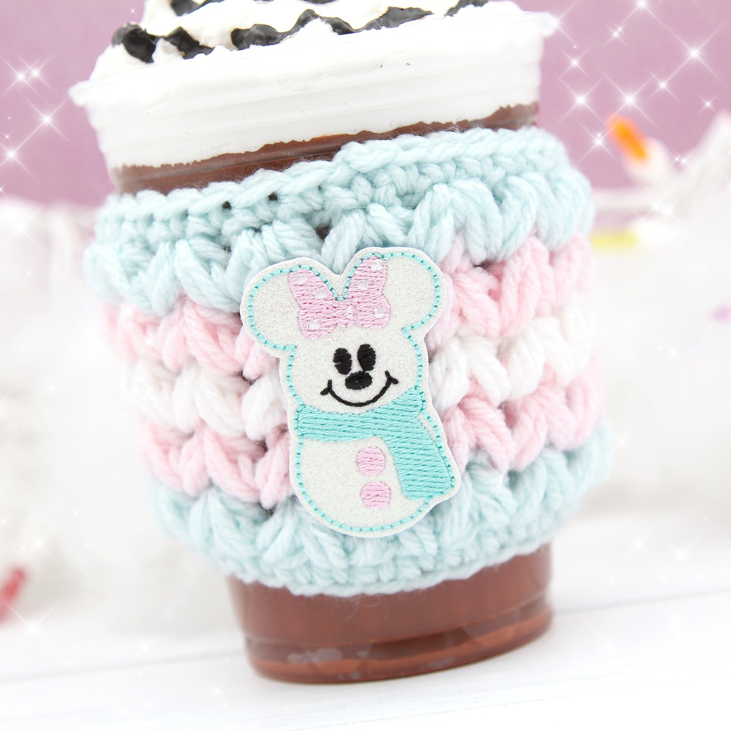 Snowman Mouse Girl Coffee Cup Cozie Sleeve