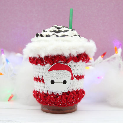 Santa Robot Crochet Coffee Cup Cozie Sleeve