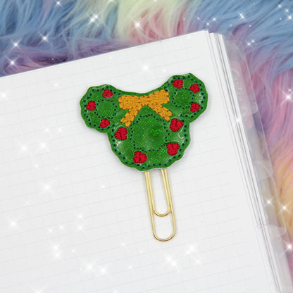 Mouse Holly Wreath Planner Clip