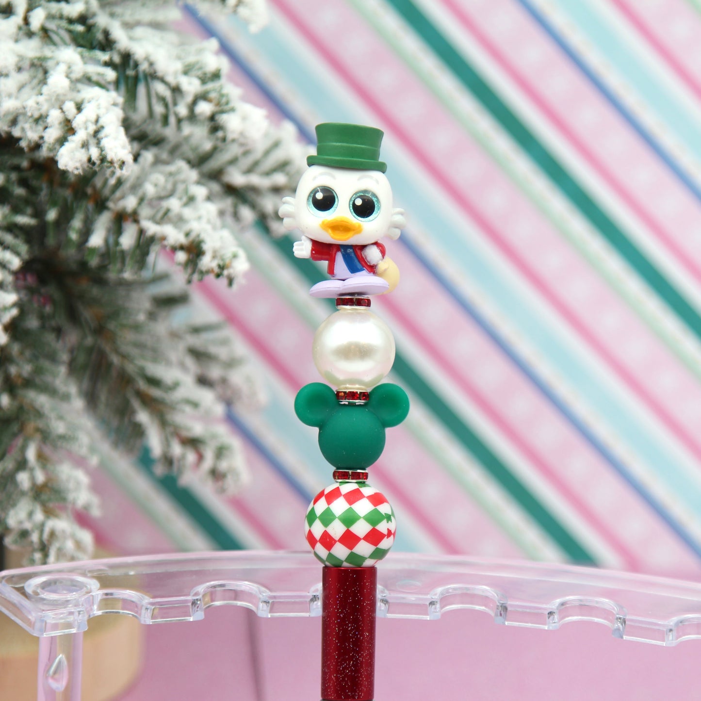 Scrooge Duck Christmas Beaded Pen