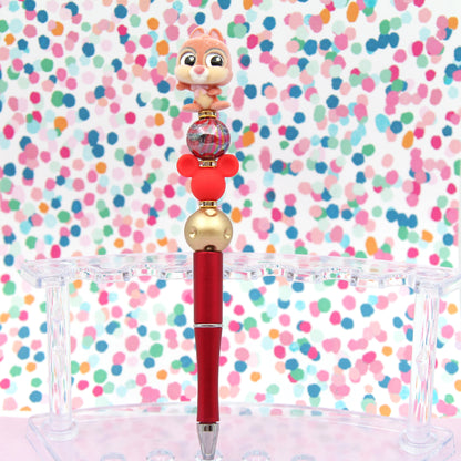 Flocked Red Nose Chipmunk Beaded Pen