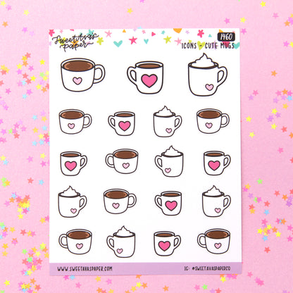 Heart Coffee Cups Planner Stickers - Icons -  [1460]