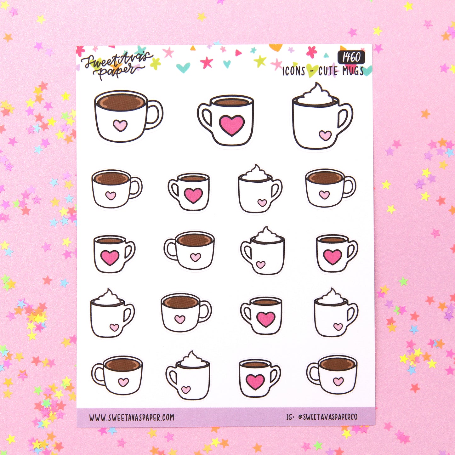 Heart Coffee Cups Planner Stickers - Icons -  [1460]