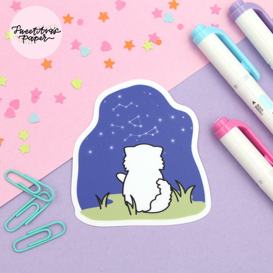 Stargazing Vinyl Die Cut Sticker - Snowball The Cat