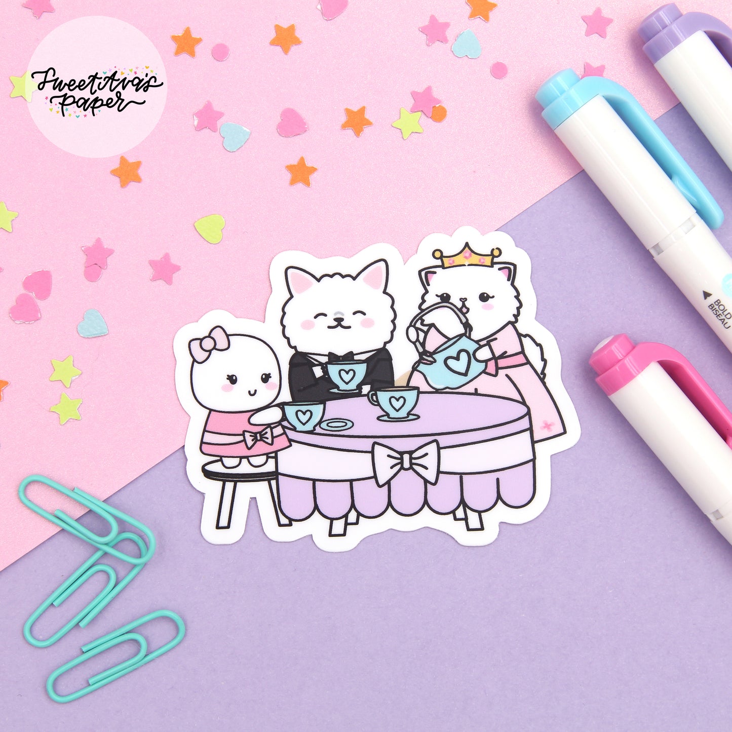 Fancy Tea Party Vinyl Die Cut Sticker