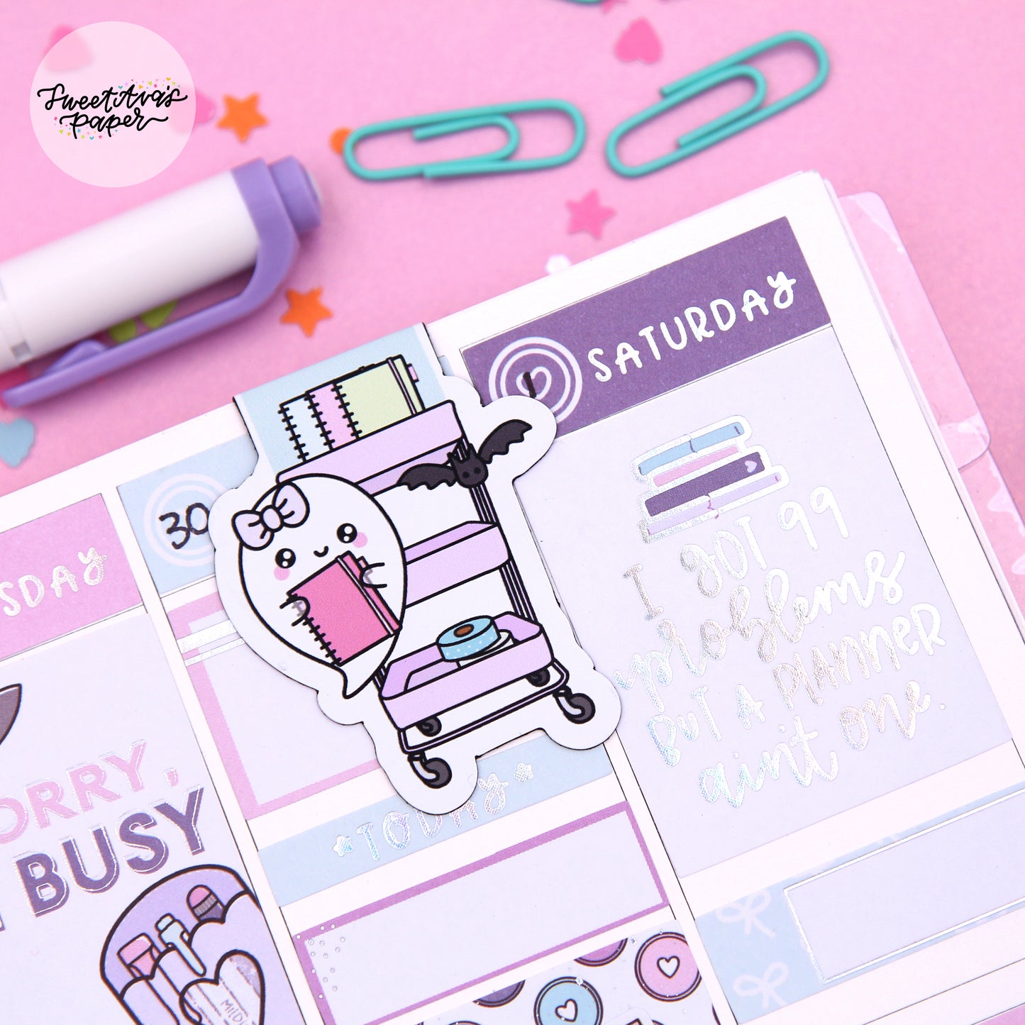 Planner Cart Magnetic Bookmark - Boo and Lunar