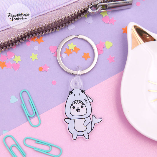 Snowball Shark Acrylic Keychain