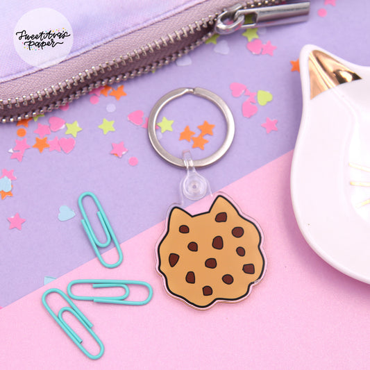 Cat Shaped Chocolate Chip Cookie - Acrylic Keychain