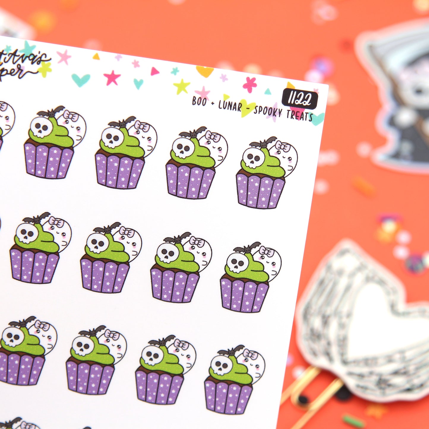 Spooky Cupcake Planning Planner Stickers - Boo and Lunar [1122]