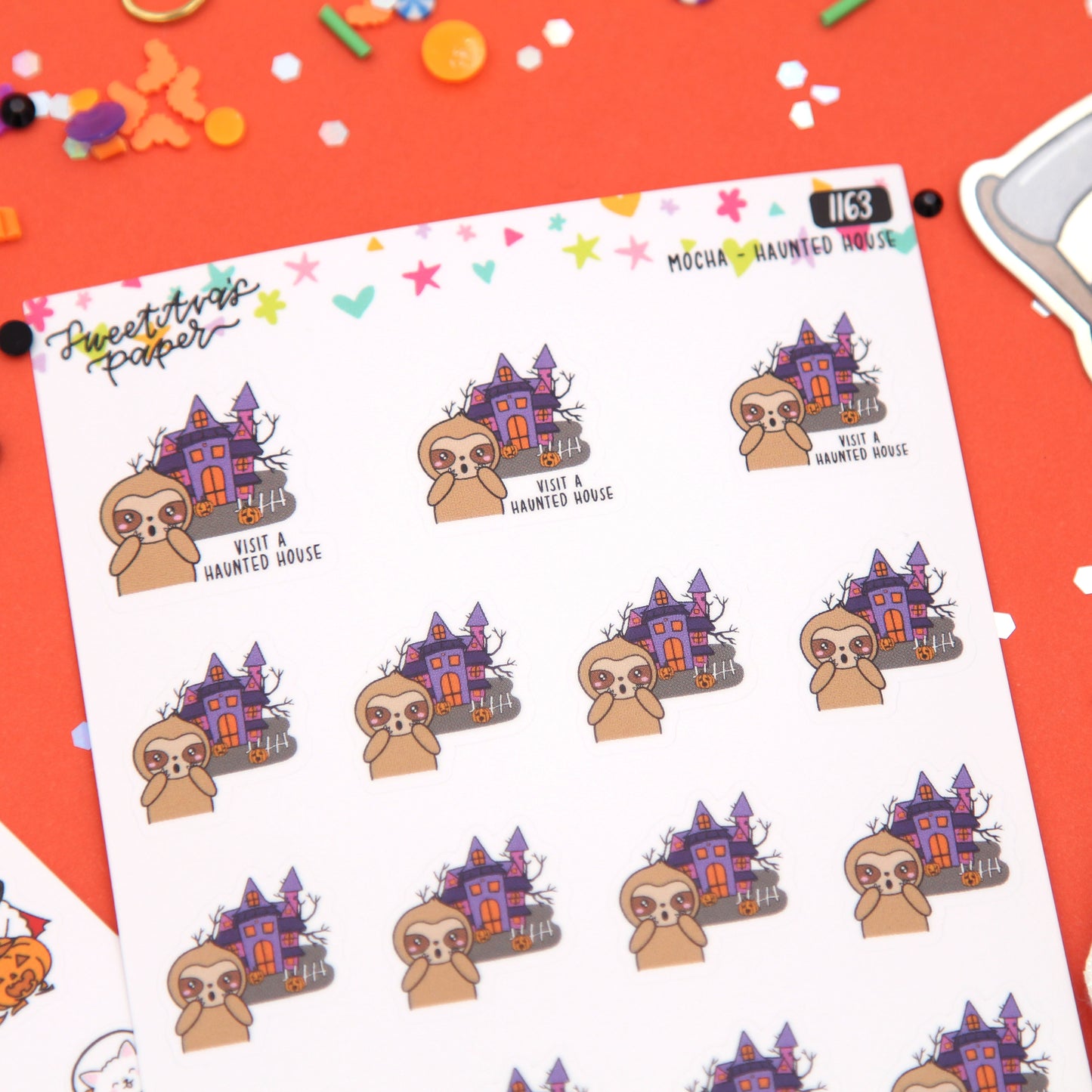 Haunted House Planner Stickers - Mocha The Sloth [1163]