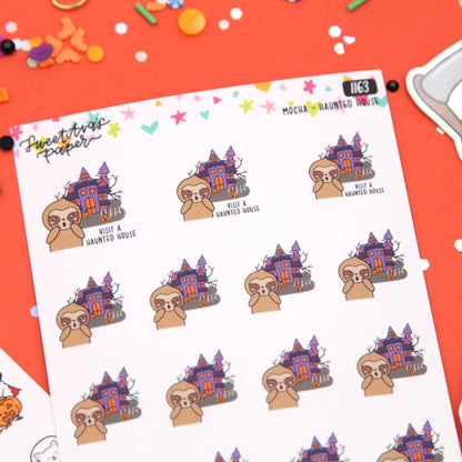 Haunted House Planner Stickers - Mocha The Sloth [1163]
