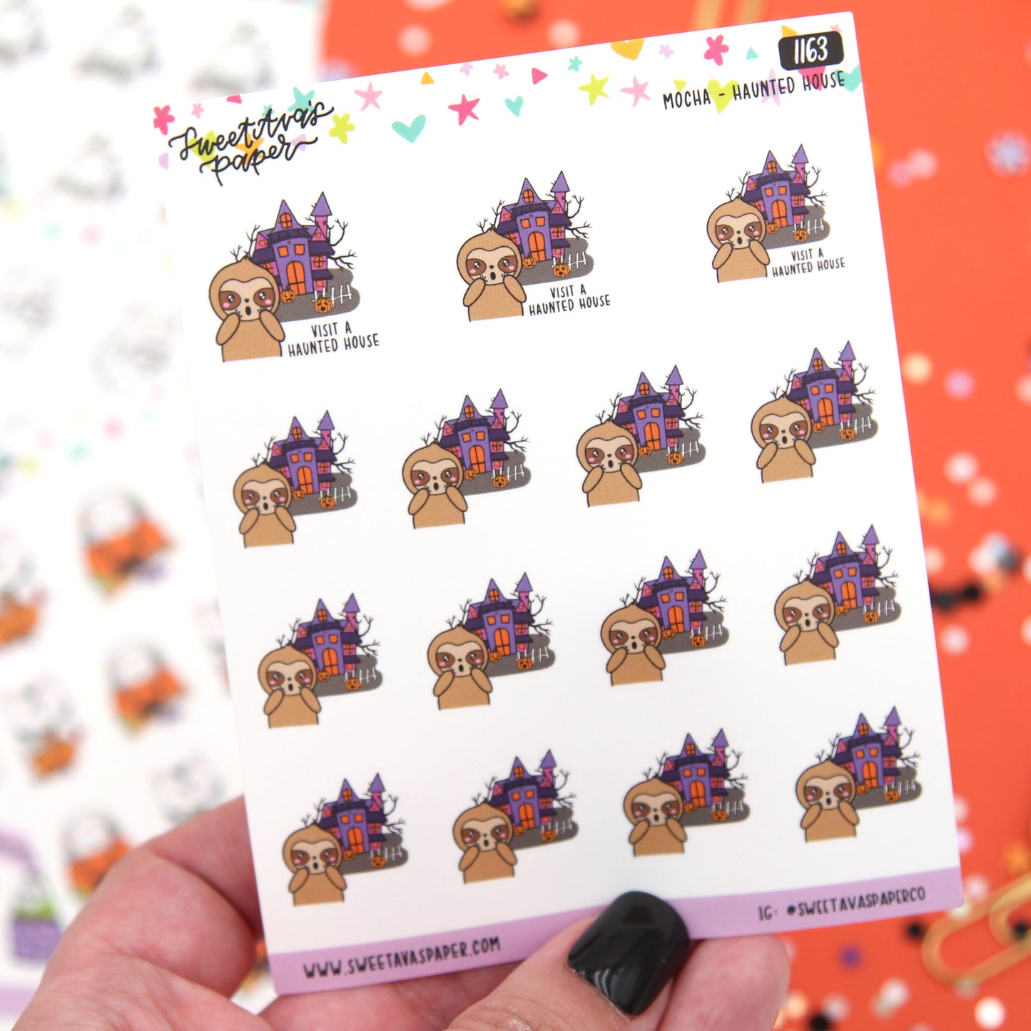 Haunted House Planner Stickers - Mocha The Sloth [1163]