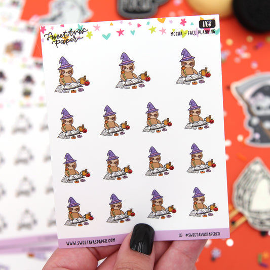 Halloween Planning Planner Stickers - Mocha The Sloth [1168]