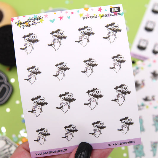 Spooky Balloons Planning Planner Stickers - Boo and Lunar [1120]