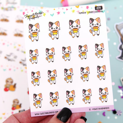 Candy Corn Mug Planner Stickers - Pumpkin The Cat - [1134]